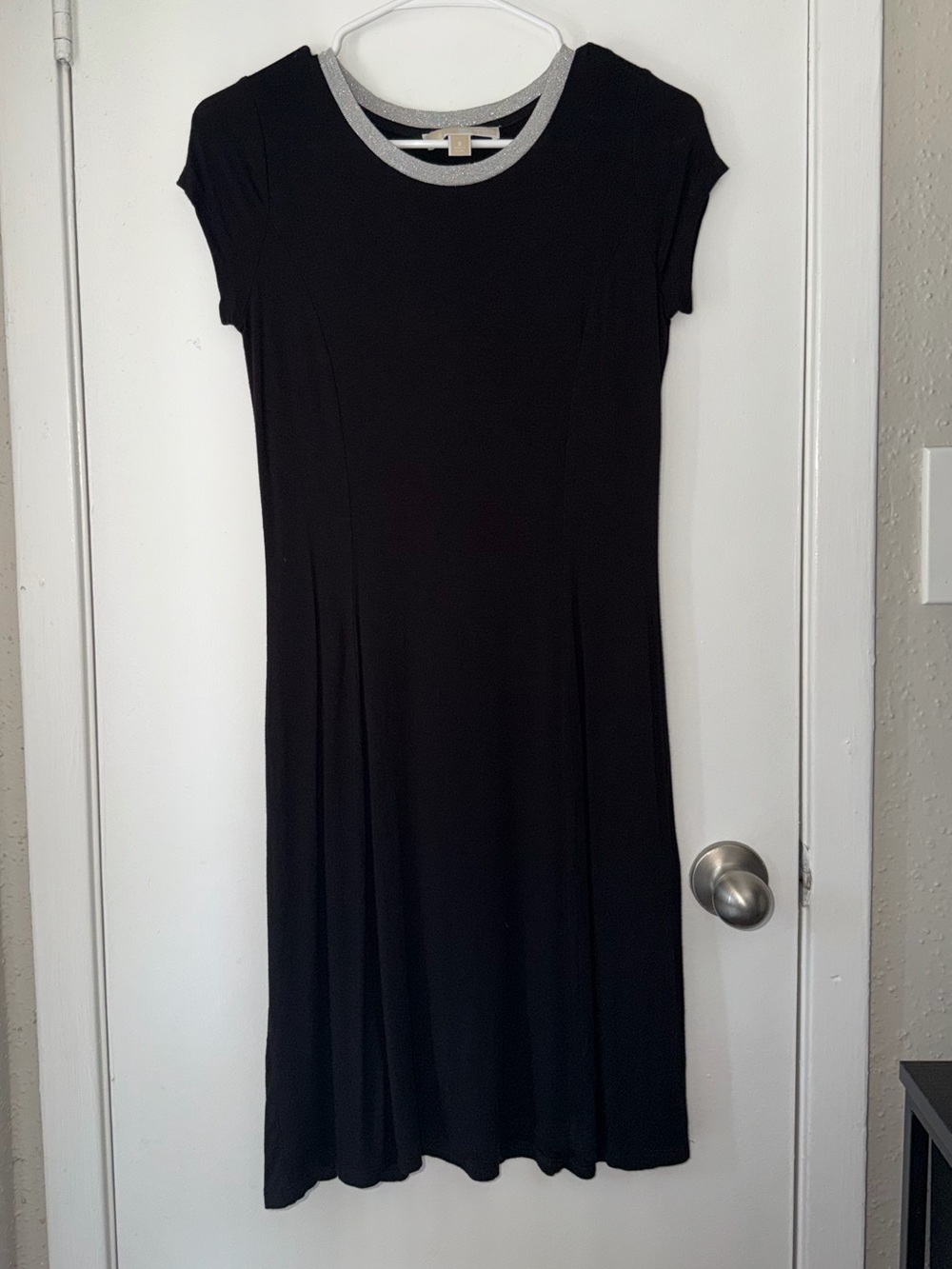MICHAEL Michael Kors Black Midi Dress with Silver Trim